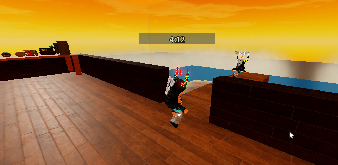 Players on the ship deck during a round